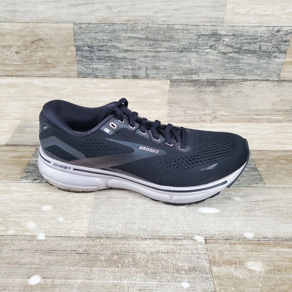 Brooks Ghost 15 Womens Shoes Sz 8.5‎ B Running Athletic Black Rose Gold Sneakers